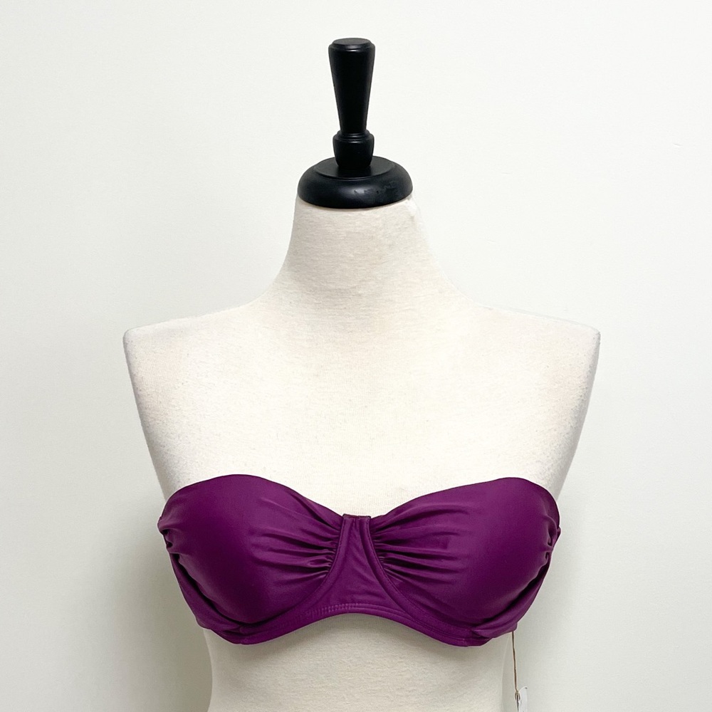Paula Hermanny Vix Purple Solid Lolita Bandeau Bikini Top NWT Large Underwire